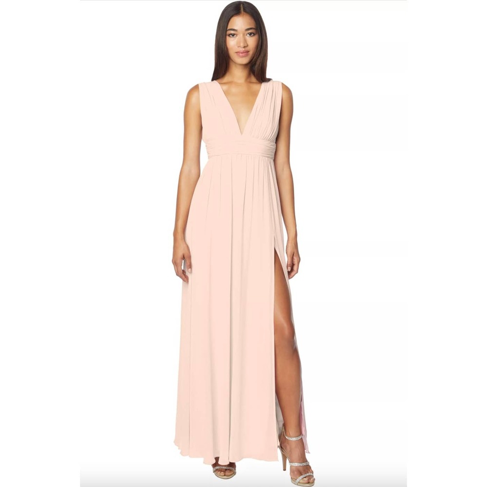 Bill Levkoff Shell Pink Chiffon Sleeveless A Line Dress Style 7140 Size 6 New